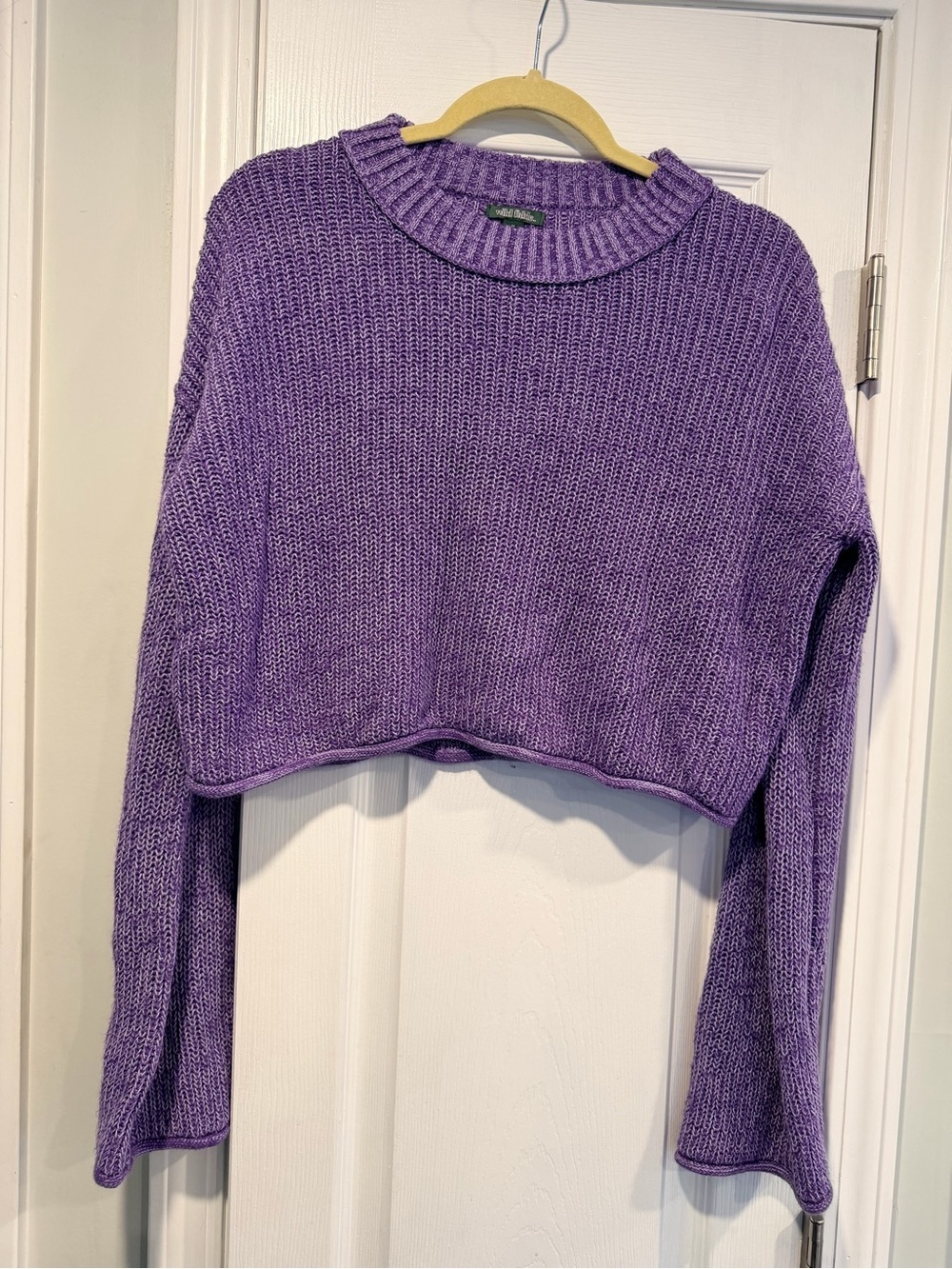 Wild Fable Size M Purple Knit Long Sleeve Cropped Crew Neck Chunky Sweater Top